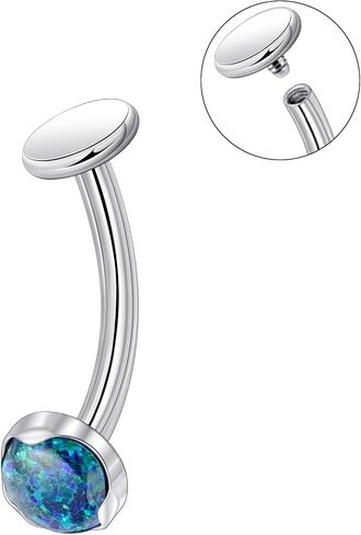 Lantine 14G Titanium Belly Button Rings for Women Internal Threaded Curved Barbell Hypoallergenic Cute Opal Navel Piercing Jewelry 6-14mm in Kuwait