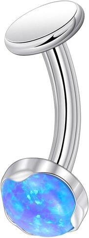 Lantine 14G Titanium Belly Button Rings for Women Internal Threaded Curved Barbell Hypoallergenic Cute Opal Navel Piercing Jewelry 6-14mm in Kuwait