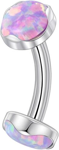 Lantine 14G Titanium Belly Button Rings for Women Internal Threaded Curved Barbell Hypoallergenic Cute Opal Navel Piercing Jewelry 6-14mm in Kuwait