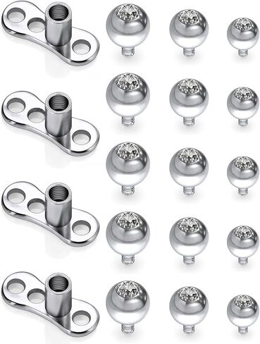 14G Grade 23 Titanium Dermal Piercing Jewelry Hypoallergenic Dermal Base and Tops Internally Threaded Clear CZ Top Dermals Piercings Jewelry for Women Men Top Size 2mm 3mm 4mm in Saudi Arabia