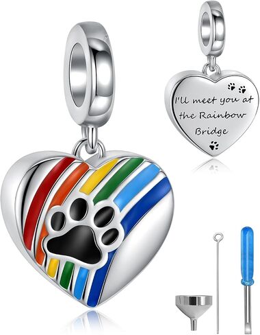 Sterling Silver Cremation Urn Charms for Pet Ashes Bead Rainbow Bridge Dog Memorial Jewelry Gifts for Women in Saudi Arabia