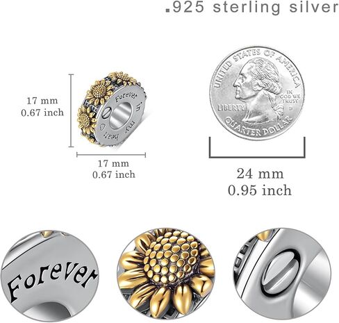 Sunflower Urn Bead Charm 925 Sterling Silver Cremation Charm for Bracelet Memorial Jewelry Gifts for Women Loss Loved One in Kuwait