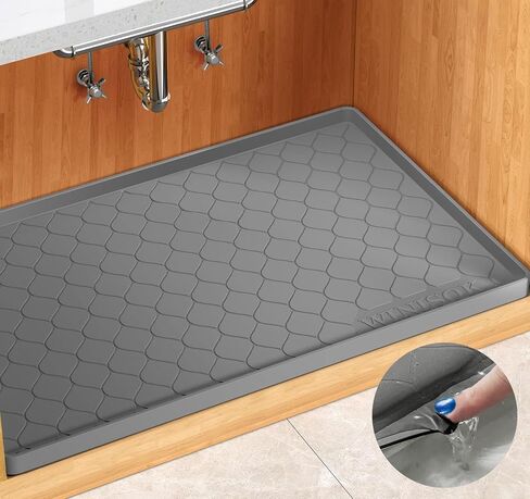 Winisok Silicone Under Sink Mat 34" x 22", Kitchen Essentials and Gadgets, Shelf Liner and Cabinet Protector, Home Organizers and Storage, Waterproof Bathroom Tray in Saudi Arabia