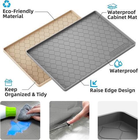 Winisok Silicone Under Sink Mat 34" x 22", Kitchen Essentials and Gadgets, Shelf Liner and Cabinet Protector, Home Organizers and Storage, Waterproof Bathroom Tray in Saudi Arabia