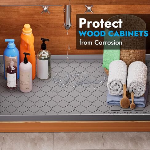 Winisok Silicone Under Sink Mat 34" x 22", Kitchen Essentials and Gadgets, Shelf Liner and Cabinet Protector, Home Organizers and Storage, Waterproof Bathroom Tray in Saudi Arabia