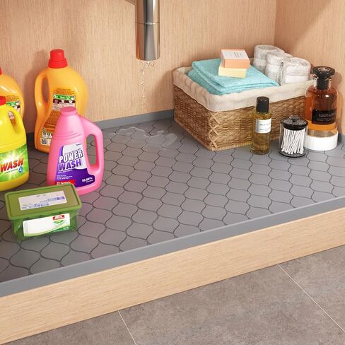 Winisok Silicone Under Sink Mat 34" x 22", Kitchen Essentials and Gadgets, Shelf Liner and Cabinet Protector, Home Organizers and Storage, Waterproof Bathroom Tray in Saudi Arabia