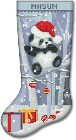Cross Stitch Kits for Adults, Stamped Personalized Christmas Stockings, Cute Xmas Bear, Needlepoint Counted Easy Simple Cross-Stitch Patterns for Beginners, Embroidery Kit for Holiday Home Decor DIY in Kuwait
