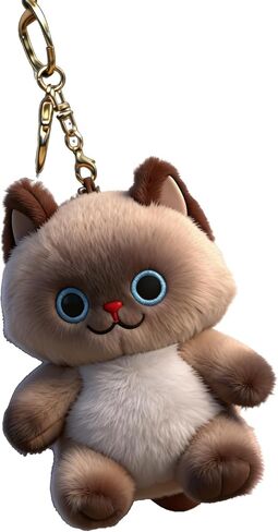 Cat Keychain, Cute Siamese Cat Charms for Bag, Keys, Purse, Handbags, Accessories - 4.7 Inches in Saudi Arabia