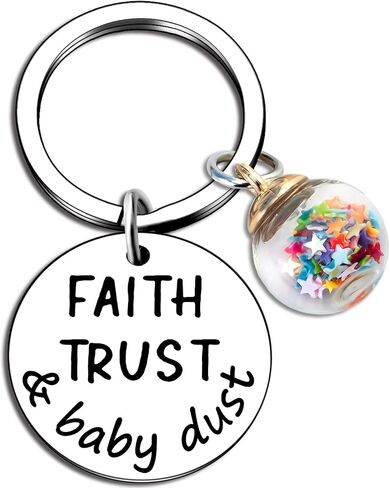 Fertility Keychain Gifts For Women Infertility Support IVF Gifts For Women Transfer Day Inspirational Gift For Expectant Mothers Pregnant Mom Trying To Conceive Keyring Faith Trust And Dust in Kuwait