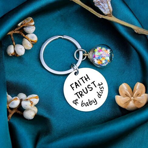 Fertility Keychain Gifts For Women Infertility Support IVF Gifts For Women Transfer Day Inspirational Gift For Expectant Mothers Pregnant Mom Trying To Conceive Keyring Faith Trust And Dust in Kuwait