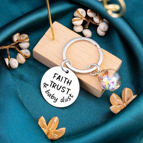 Fertility Keychain Gifts For Women Infertility Support IVF Gifts For Women Transfer Day Inspirational Gift For Expectant Mothers Pregnant Mom Trying To Conceive Keyring Faith Trust And Dust in Kuwait