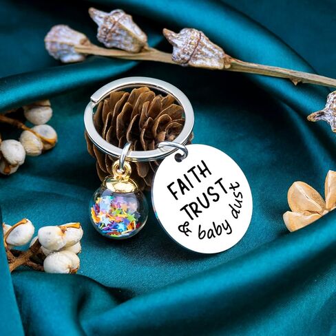 Fertility Keychain Gifts For Women Infertility Support IVF Gifts For Women Transfer Day Inspirational Gift For Expectant Mothers Pregnant Mom Trying To Conceive Keyring Faith Trust And Dust in Kuwait