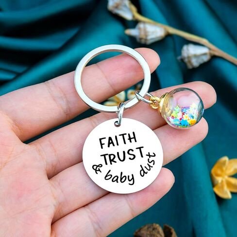 Fertility Keychain Gifts For Women Infertility Support IVF Gifts For Women Transfer Day Inspirational Gift For Expectant Mothers Pregnant Mom Trying To Conceive Keyring Faith Trust And Dust in Kuwait