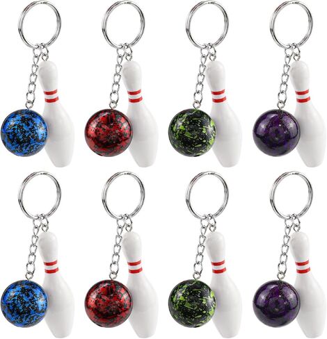 8Pcs Bowling Pin Keychains–Mini Sports Keychain Set for Bag Charms Purse Handbag Decor Bowling Party Favors Souvenirs in Saudi Arabia