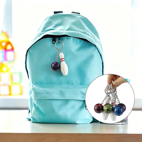 8Pcs Bowling Pin Keychains–Mini Sports Keychain Set for Bag Charms Purse Handbag Decor Bowling Party Favors Souvenirs in Saudi Arabia