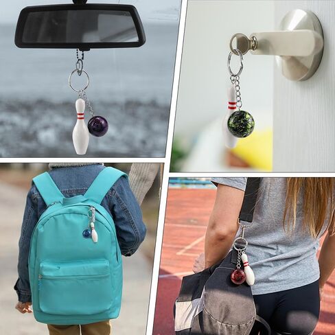 8Pcs Bowling Pin Keychains–Mini Sports Keychain Set for Bag Charms Purse Handbag Decor Bowling Party Favors Souvenirs in Saudi Arabia