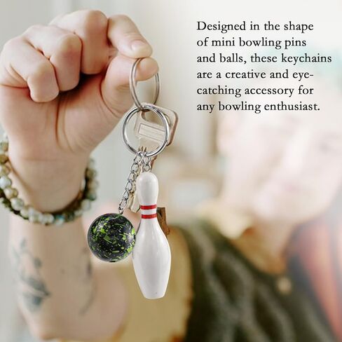 8Pcs Bowling Pin Keychains–Mini Sports Keychain Set for Bag Charms Purse Handbag Decor Bowling Party Favors Souvenirs in Saudi Arabia