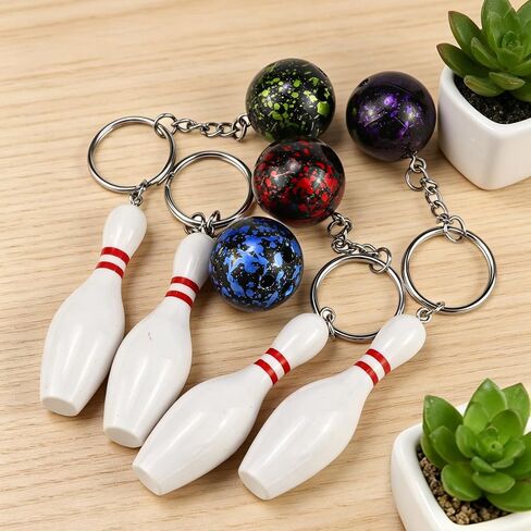 8Pcs Bowling Pin Keychains–Mini Sports Keychain Set for Bag Charms Purse Handbag Decor Bowling Party Favors Souvenirs in Saudi Arabia