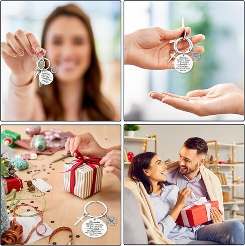 Confirmation Gifts Keychain for Teen Boys - Difficult Roads Often Lead to Beautiful Destinations Christian Compass Cross Keychain, Religious Faith Based Encouragement Accessories in Kuwait