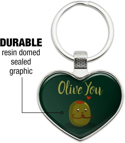 Olive You I Love You Funny Keychain Heart Love Metal Key Chain Ring in Kuwait