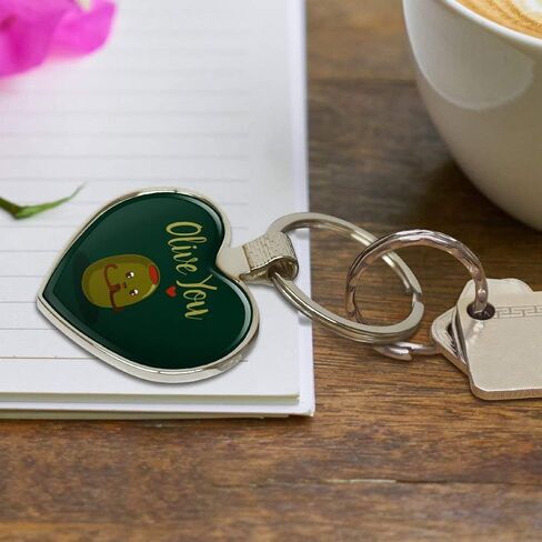 Olive You I Love You Funny Keychain Heart Love Metal Key Chain Ring in Kuwait