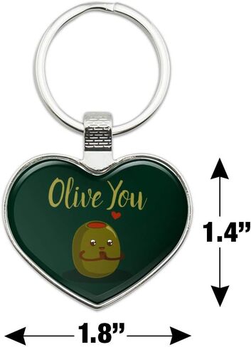 Olive You I Love You Funny Keychain Heart Love Metal Key Chain Ring in Kuwait