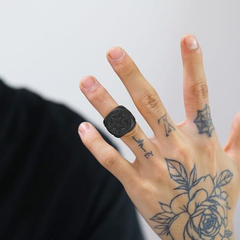 Cross Ring for Men Black Stainless Steel Saint Benedict CSPB Cross Religion Ring Christian Jewelry Size 8-12 in Saudi Arabia