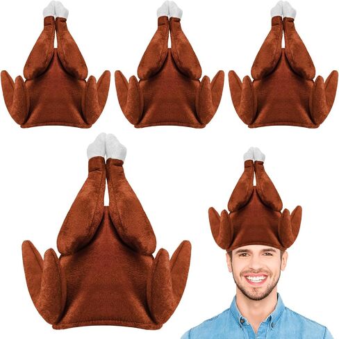 Geyoga 4 Pieces Thanksgiving Turkey Hats Plush Turkey Trot Hat with Legs Funny Thanksgiving Headbands for Woman Man in Saudi Arabia