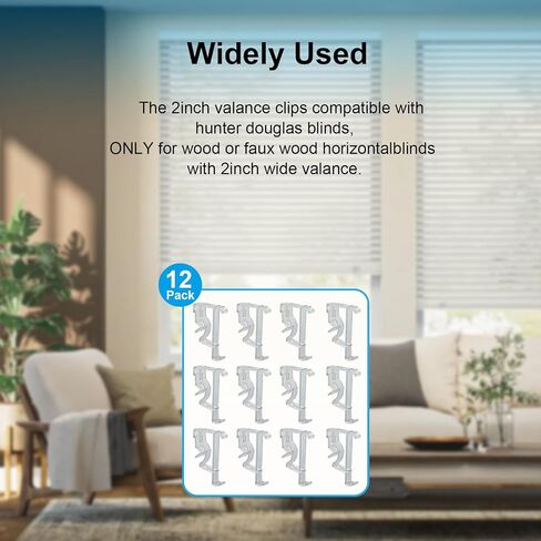 12 Pack Valance Clips 2 Inch Plastic Clear Blind Clips for Wood or Faux Wood Horizontal Blinds Valance in Saudi Arabia