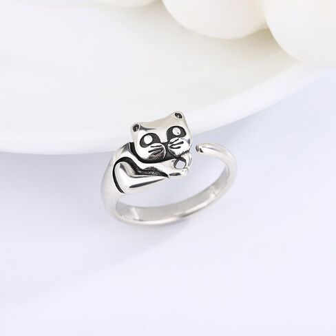 OIDIMS Lovely Pet Little Cat Ring for Women Cute Kitten Open Adjustable Dainty Animal Wrap Stacking Statement Rings Birthday Xmas Student Graduation Gift for Kitty Cats Lover Niece Daughter in Kuwait