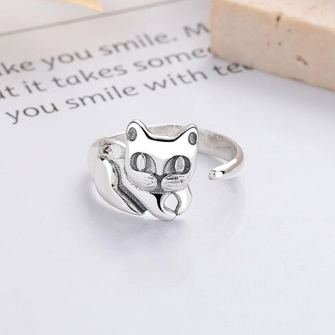 OIDIMS Lovely Pet Little Cat Ring for Women Cute Kitten Open Adjustable Dainty Animal Wrap Stacking Statement Rings Birthday Xmas Student Graduation Gift for Kitty Cats Lover Niece Daughter in Kuwait