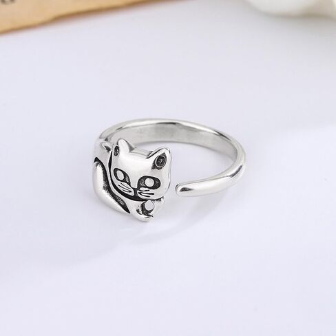 OIDIMS Lovely Pet Little Cat Ring for Women Cute Kitten Open Adjustable Dainty Animal Wrap Stacking Statement Rings Birthday Xmas Student Graduation Gift for Kitty Cats Lover Niece Daughter in Kuwait