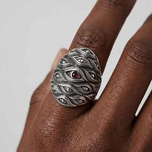 Vintage Gothic Multi Eye Statement Ring for Men Women Punk Rock Devil Eye Jewelry with Red Gemstone Accent Mysterious Dark Aesthetic Accessory for Halloween Parties Daily Wear in Kuwait
