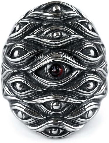 Vintage Gothic Multi Eye Statement Ring for Men Women Punk Rock Devil Eye Jewelry with Red Gemstone Accent Mysterious Dark Aesthetic Accessory for Halloween Parties Daily Wear in Kuwait