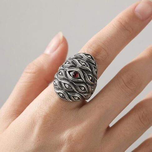 Vintage Gothic Multi Eye Statement Ring for Men Women Punk Rock Devil Eye Jewelry with Red Gemstone Accent Mysterious Dark Aesthetic Accessory for Halloween Parties Daily Wear in Kuwait