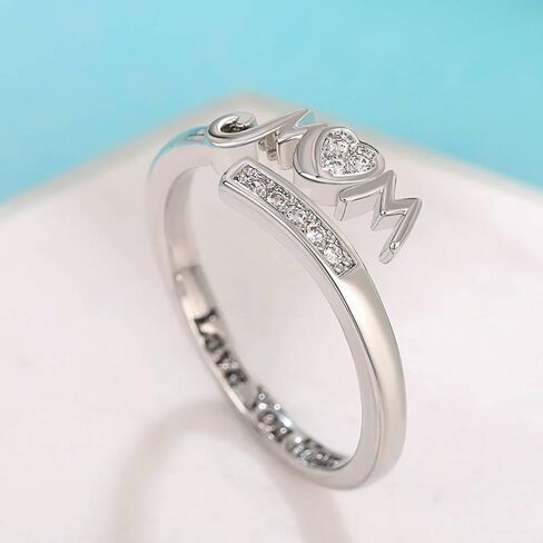 Exquisite Adjustable Rings Caved Letter "I Love You Mom" Delicate Birthday Jewelry for Mother in Kuwait