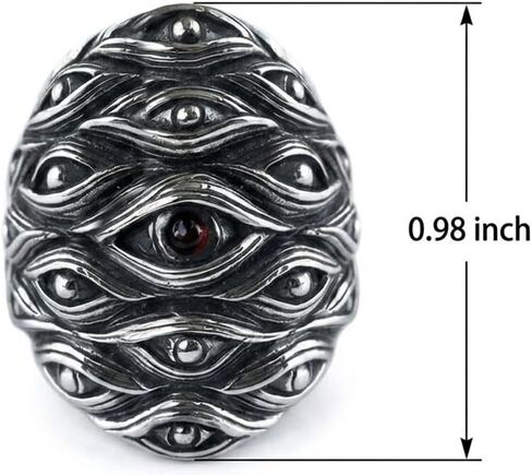 Vintage Gothic Multi Eye Statement Ring for Men Women Punk Rock Devil Eye Jewelry with Red Gemstone Accent Mysterious Dark Aesthetic Accessory for Halloween Parties Daily Wear in Kuwait