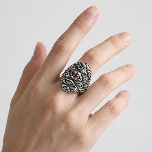 Vintage Gothic Multi Eye Statement Ring for Men Women Punk Rock Devil Eye Jewelry with Red Gemstone Accent Mysterious Dark Aesthetic Accessory for Halloween Parties Daily Wear in Kuwait