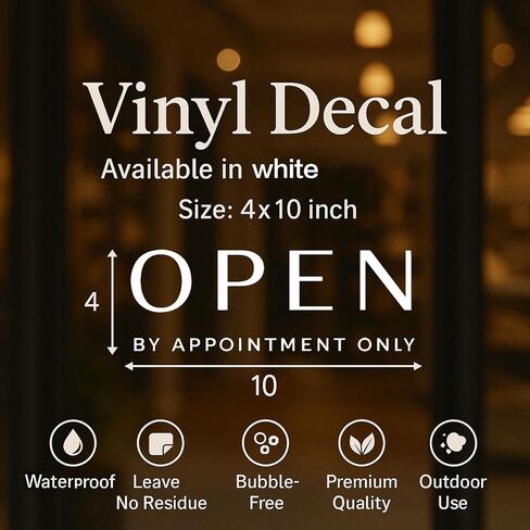 Open by Appointment ONLY Vinyl Decal, Business Storefront Window Sign, Premium Vinyl Decor for Salon, Studio, Boutique, Easy to Apply & Remove, 10X4 in Kuwait