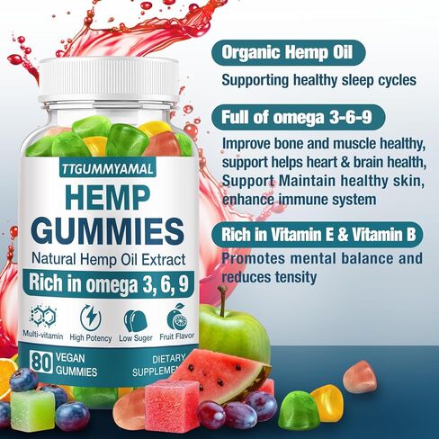 Hemp Gummies for Pain Sleep Anxiety Stress - High Potency Extra Strength Hemp Oil Extract - Organic Vegan Edible Hemp Gummy for Adult (1 Pack) in Saudi Arabia