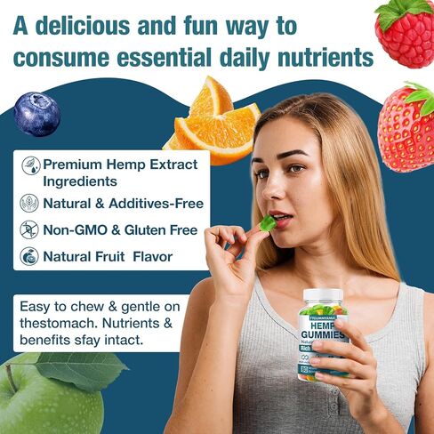 Hemp Gummies for Pain Sleep Anxiety Stress - High Potency Extra Strength Hemp Oil Extract - Organic Vegan Edible Hemp Gummy for Adult (1 Pack) in Saudi Arabia