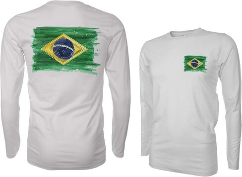 Brazil Flag Brasil Surf 50+ UPF Sun Protection Performance Long Sleeve Moisture Wicking T-Shirt in Saudi Arabia