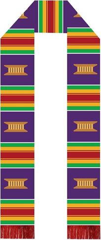 Red Yellow and Purple African American Graduation Stole Scarf Black Grads Scarf with Red Tassels in Saudi Arabia