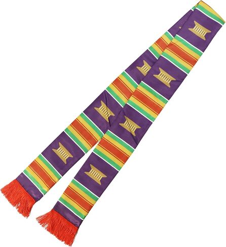 Red Yellow and Purple African American Graduation Stole Scarf Black Grads Scarf with Red Tassels in Saudi Arabia
