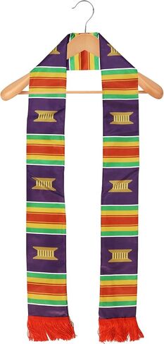 Red Yellow and Purple African American Graduation Stole Scarf Black Grads Scarf with Red Tassels in Saudi Arabia