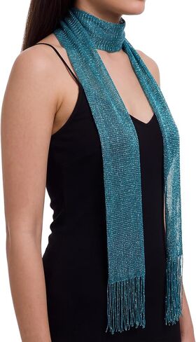 Glitopper Y2k Sparkly Sequin Scarf Women Skinny Scarves Lightweight Rave Neck Scarf for Evening Dresses Festival Head Wrap in Kuwait