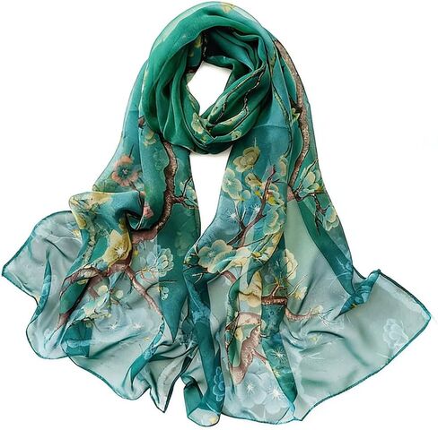 Rokou Scarf for Women Lightweight Scarves Floral Print Sheer Wrap Elegant Scarfs Shawls in Saudi Arabia