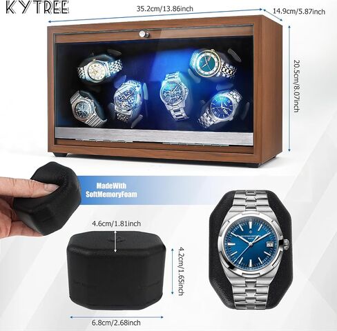 Watch Winder for Automatic Watches, 6 Watch Rotator with Super Quiet Motor & LED Backlight for Man/Woman's Christmas Gift, 4 Rotating Modes in Saudi Arabia