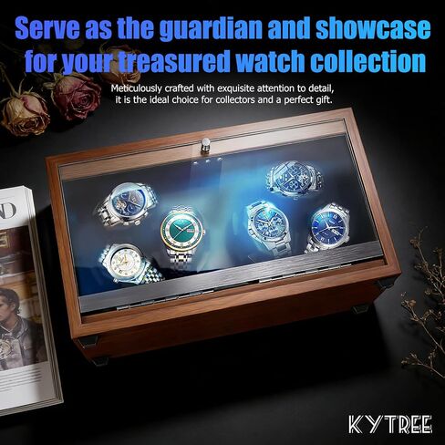 Watch Winder for Automatic Watches, 6 Watch Rotator with Super Quiet Motor & LED Backlight for Man/Woman's Christmas Gift, 4 Rotating Modes in Saudi Arabia