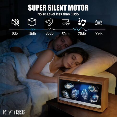 Watch Winder for Automatic Watches, 6 Watch Rotator with Super Quiet Motor & LED Backlight for Man/Woman's Christmas Gift, 4 Rotating Modes in Saudi Arabia